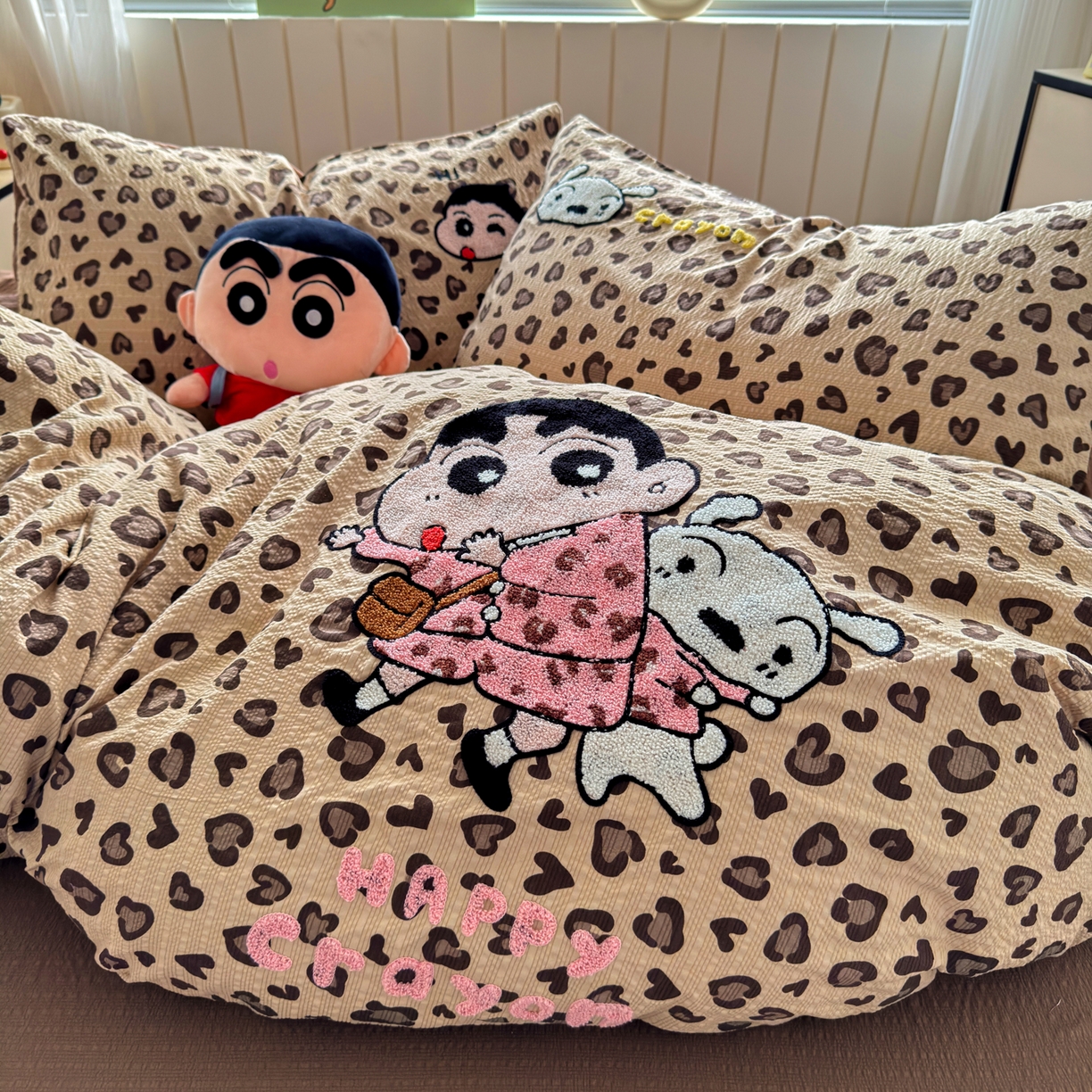 91家纺网 家纺一手货源 找家纺 （总）三元色 2026新款泡芙双层纱豹纹系列四件套