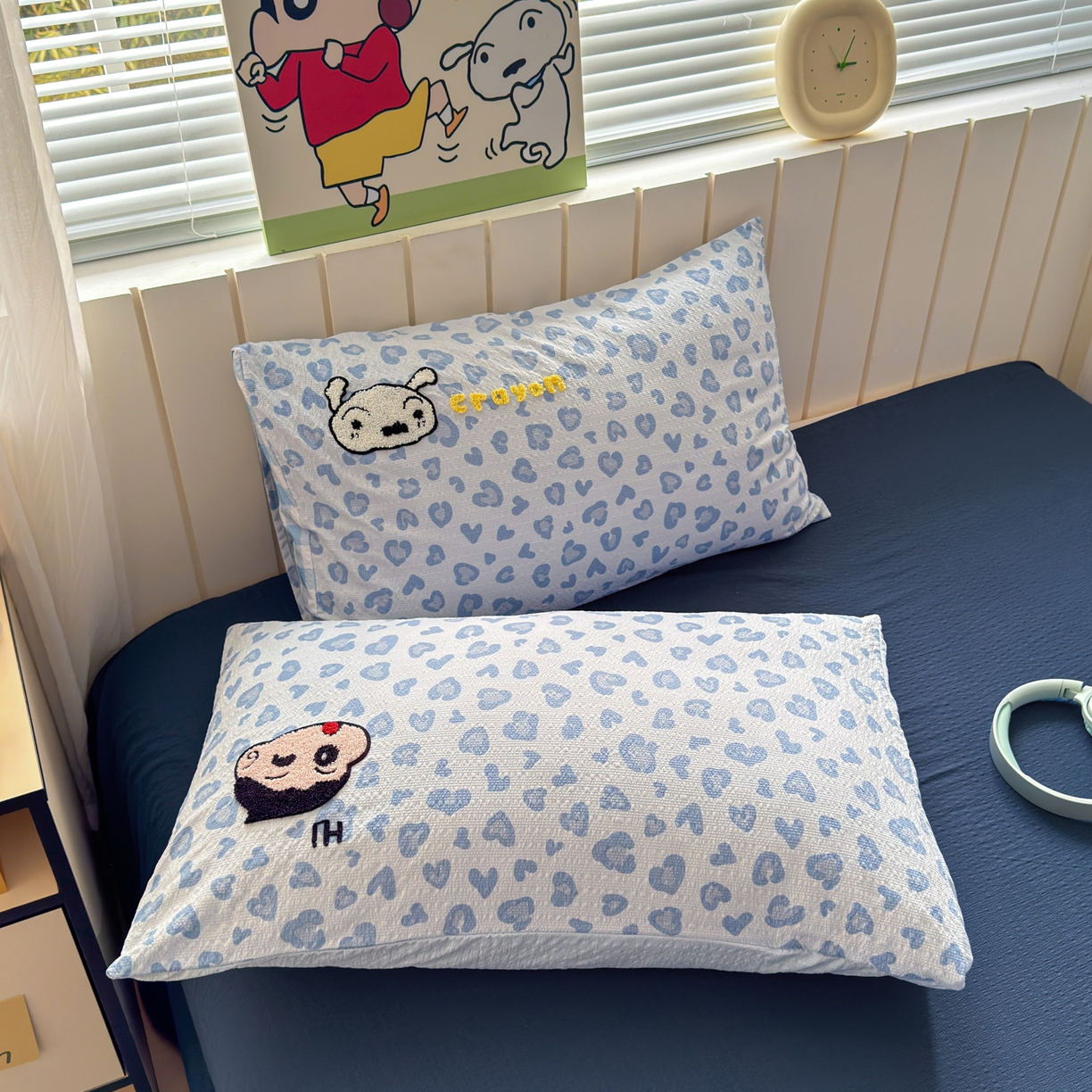 91家纺网 家纺一手货源 找家纺 三元色 2026新款泡芙双层纱豹纹系列四件套 豹纹小新-蓝