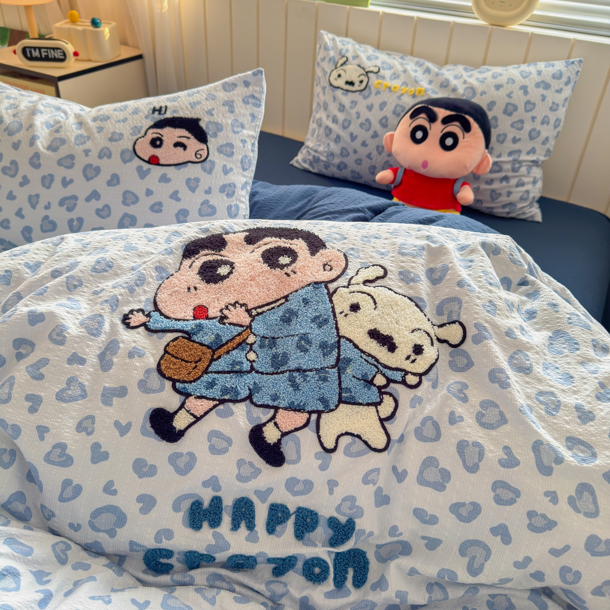 91家纺网 家纺一手货源 找家纺 三元色 2026新款泡芙双层纱豹纹系列四件套 豹纹小新-蓝