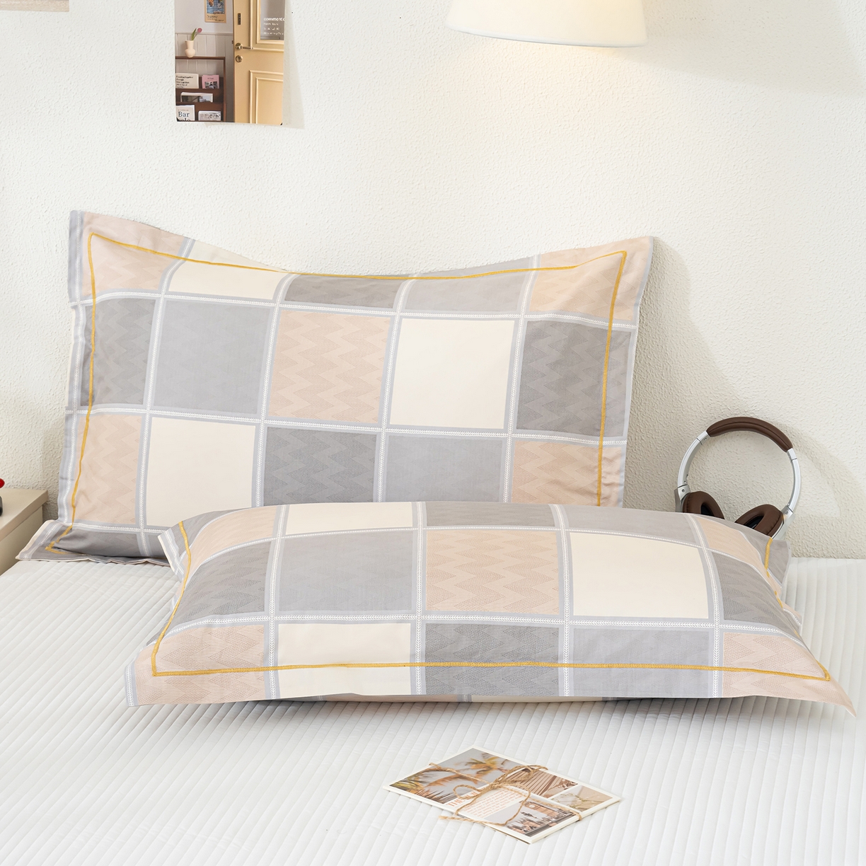 良佐生活 2026新款40支铂金精梳全棉一字绣枕套 云川