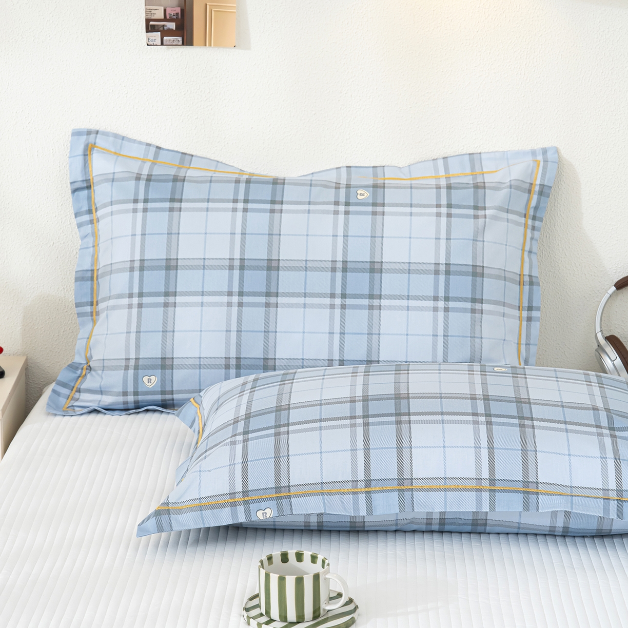 91家纺网 家纺一手货源 找家纺 良佐生活 2026新款40支铂金精梳全棉一字绣枕套 贝里斯