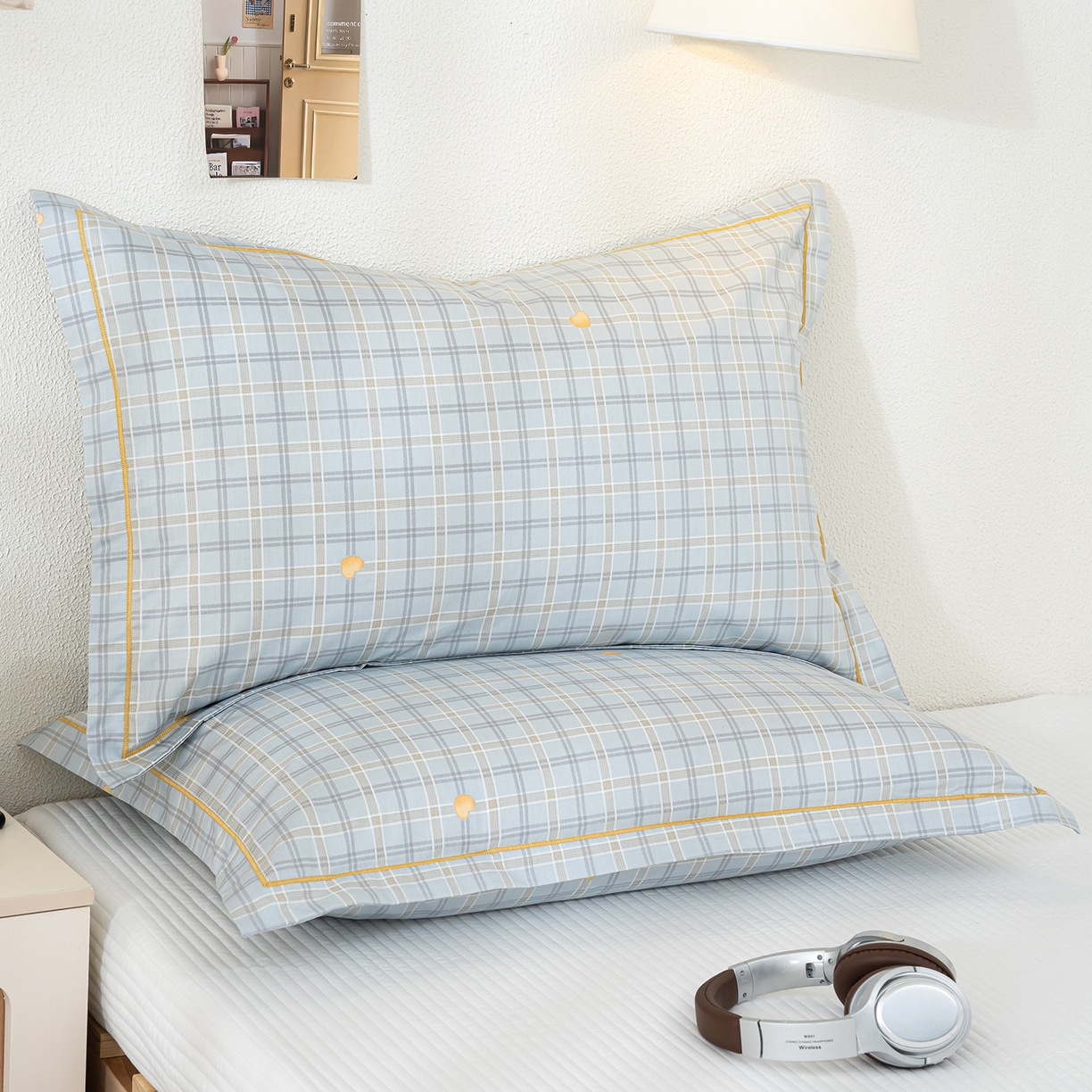 91家纺网 家纺一手货源 找家纺 良佐生活 2026新款40支铂金精梳全棉一字绣枕套 莉亚