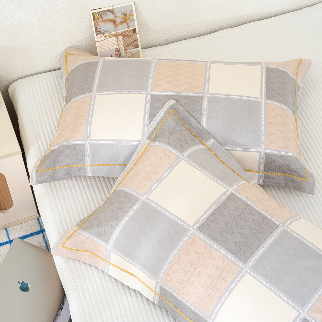 91家纺网 家纺一手货源 找家纺 良佐生活 2026新款40支铂金精梳全棉一字绣枕套 云川