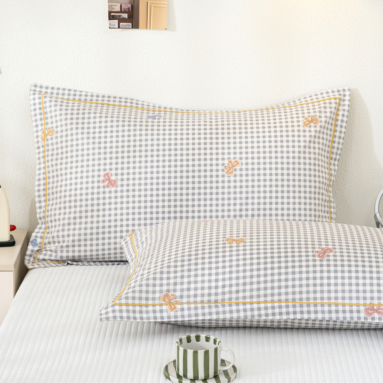 91家纺网 家纺一手货源 找家纺 良佐生活 2026新款40支铂金精梳全棉一字绣枕套 柚子小西