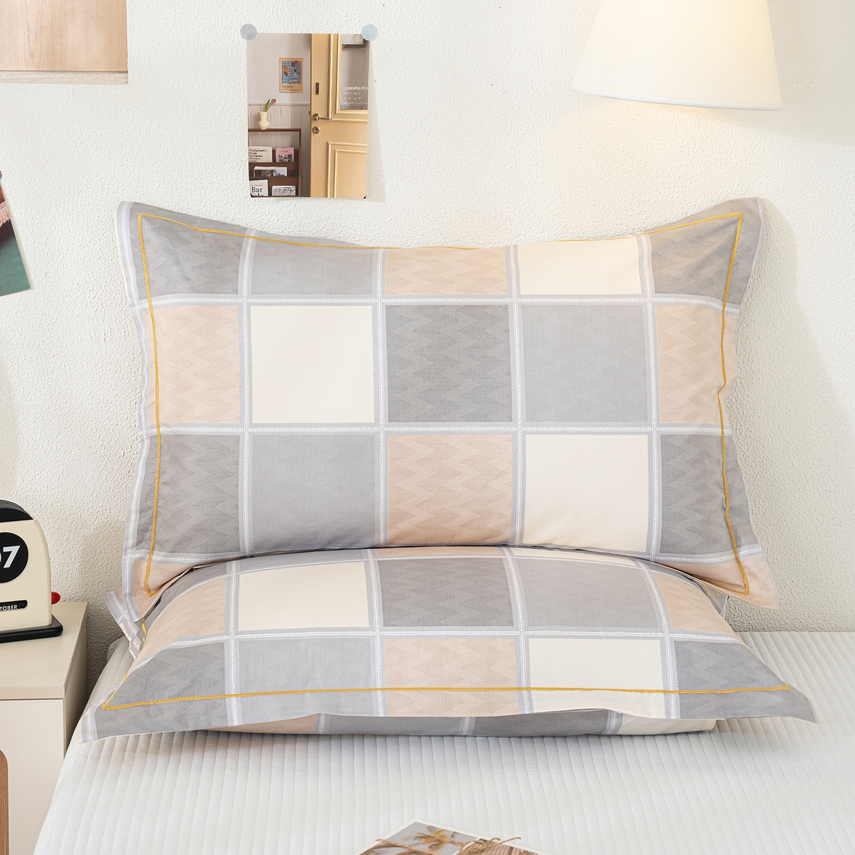 91家纺网 家纺一手货源 找家纺 良佐生活 2026新款40支铂金精梳全棉一字绣枕套 云川