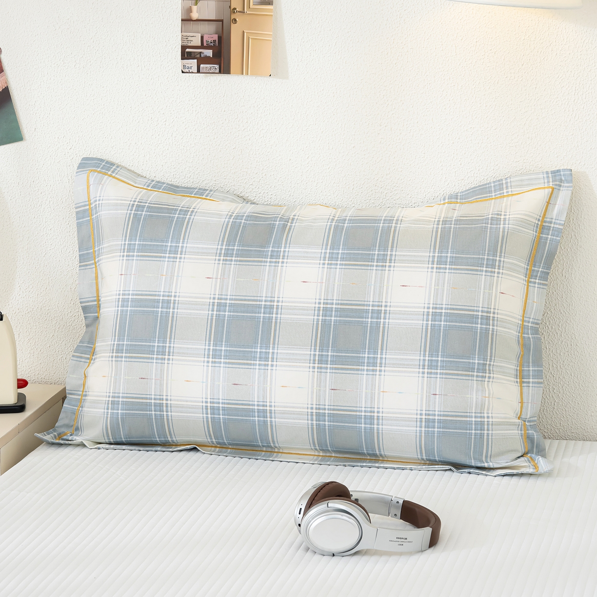 91家纺网 家纺一手货源 找家纺 良佐生活 2026新款40支铂金精梳全棉一字绣枕套 溪言-兰