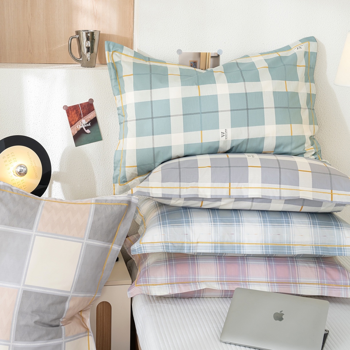 91家纺网 家纺一手货源 找家纺 良佐生活 2026新款40支铂金精梳全棉一字绣枕套 组合（仅参考）