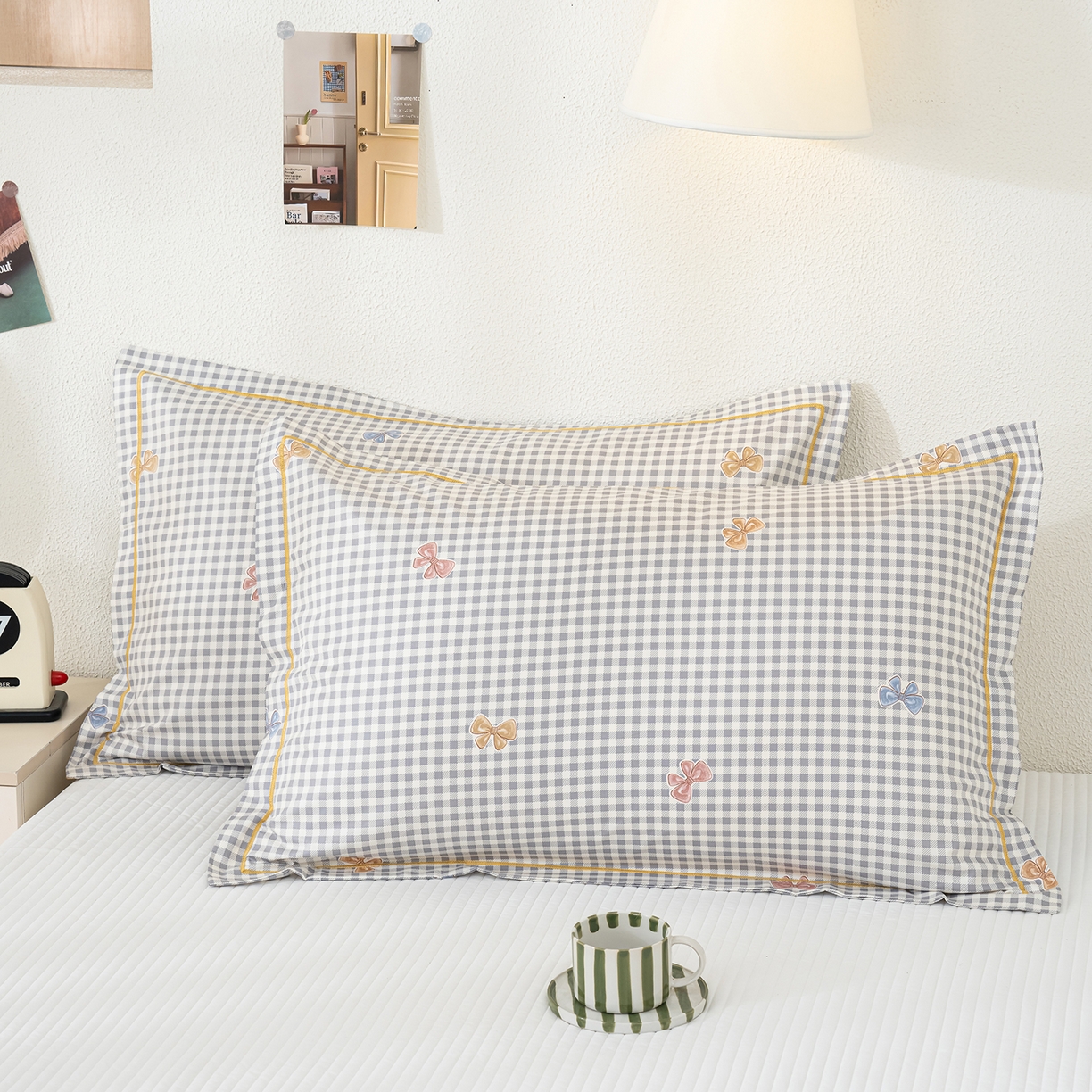 91家纺网 家纺一手货源 找家纺 良佐生活 2026新款40支铂金精梳全棉一字绣枕套 柚子小西