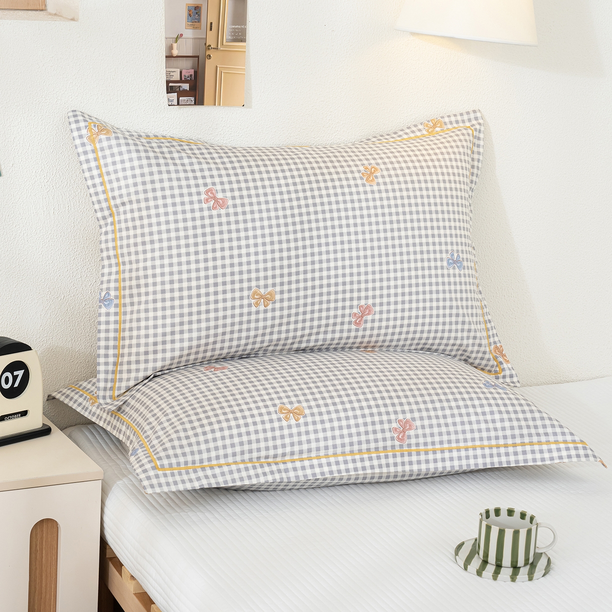 91家纺网 家纺一手货源 找家纺 良佐生活 2026新款40支铂金精梳全棉一字绣枕套 柚子小西