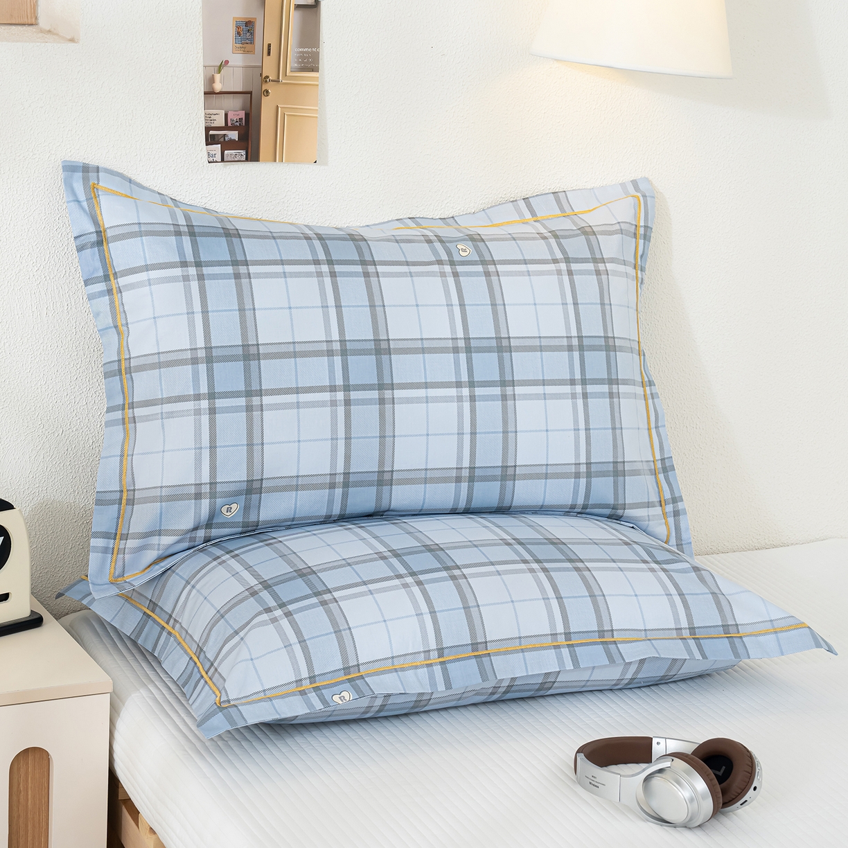 91家纺网 家纺一手货源 找家纺 良佐生活 2026新款40支铂金精梳全棉一字绣枕套 贝里斯