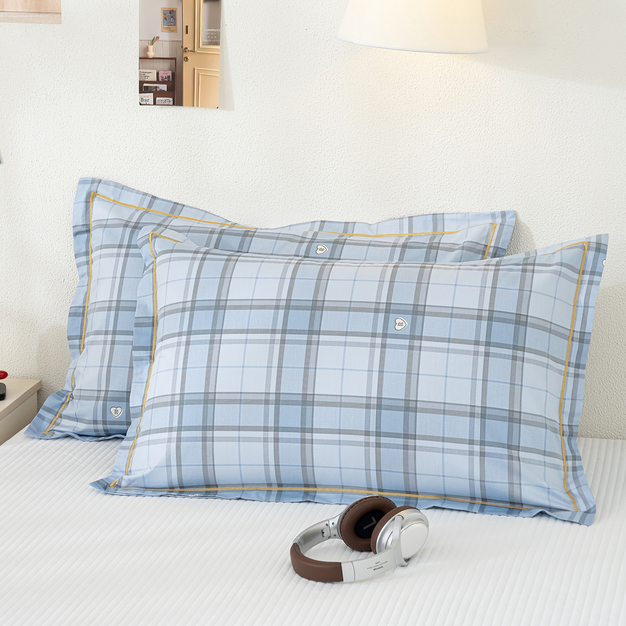 91家纺网 家纺一手货源 找家纺 良佐生活 2026新款40支铂金精梳全棉一字绣枕套 贝里斯