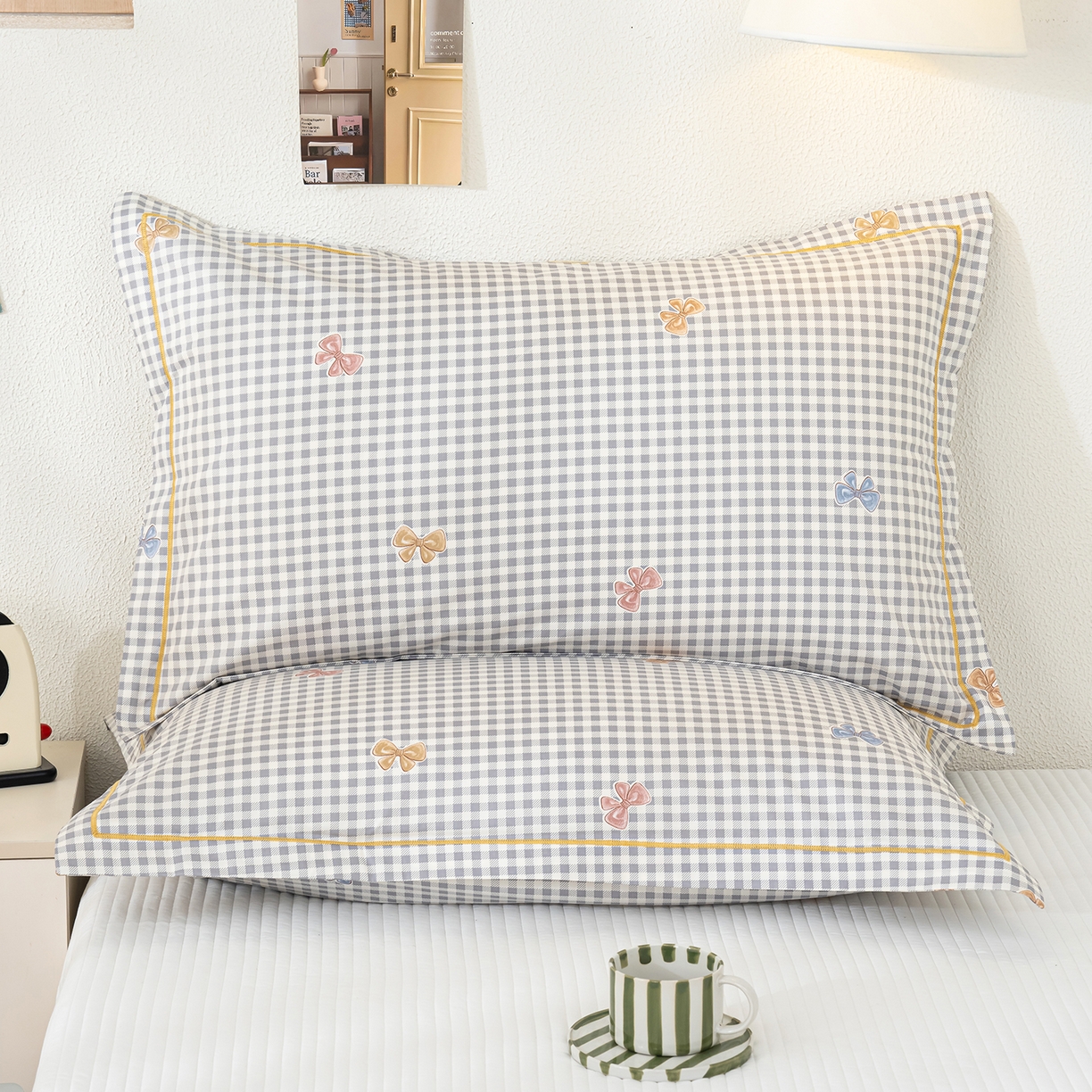 91家纺网 家纺一手货源 找家纺 良佐生活 2026新款40支铂金精梳全棉一字绣枕套 柚子小西