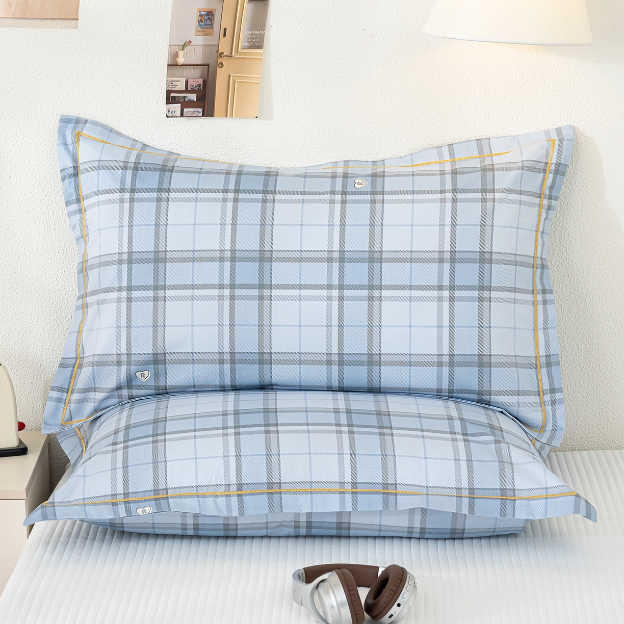 91家纺网 家纺一手货源 找家纺 良佐生活 2026新款40支铂金精梳全棉一字绣枕套 贝里斯