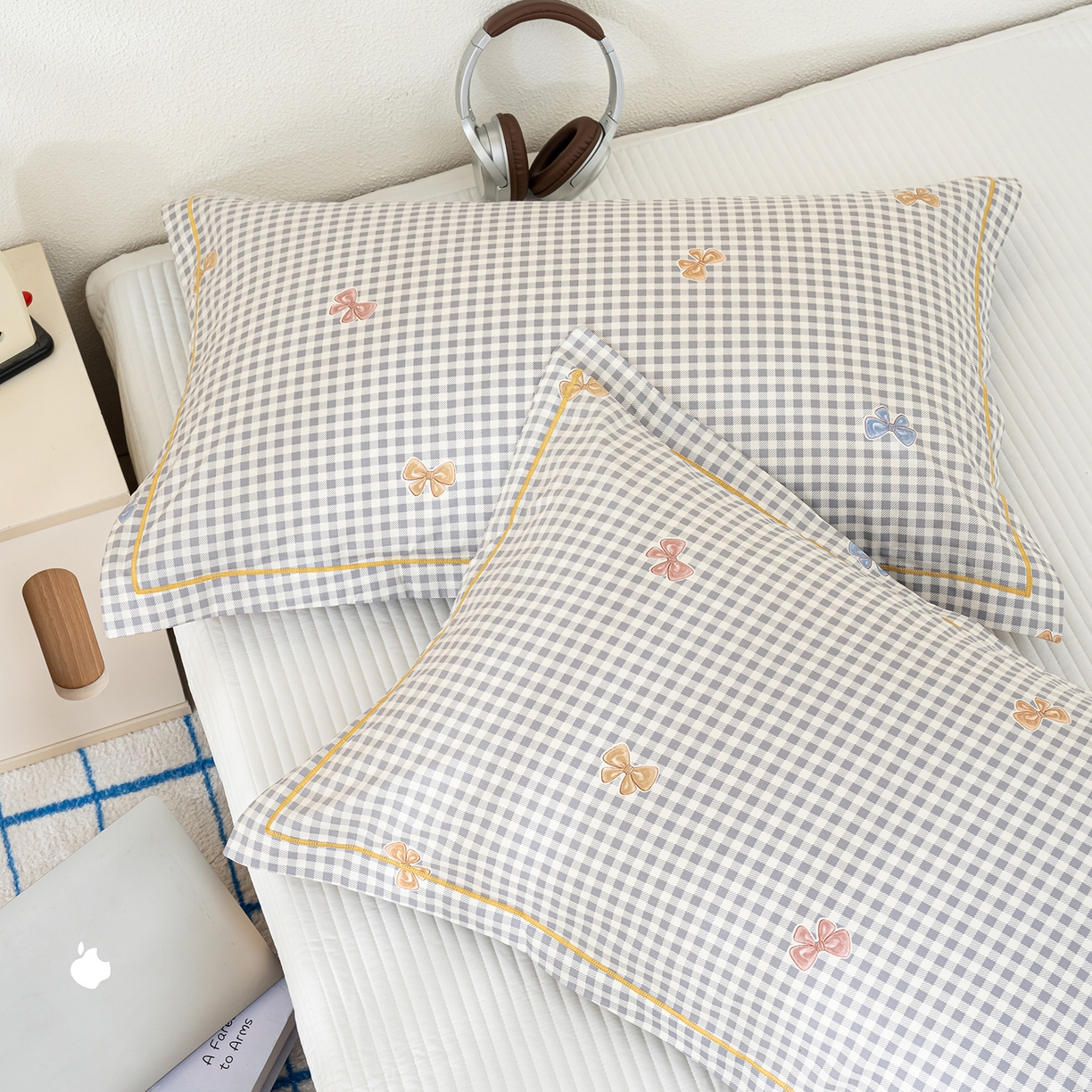 91家纺网 家纺一手货源 找家纺 良佐生活 2026新款40支铂金精梳全棉一字绣枕套 柚子小西