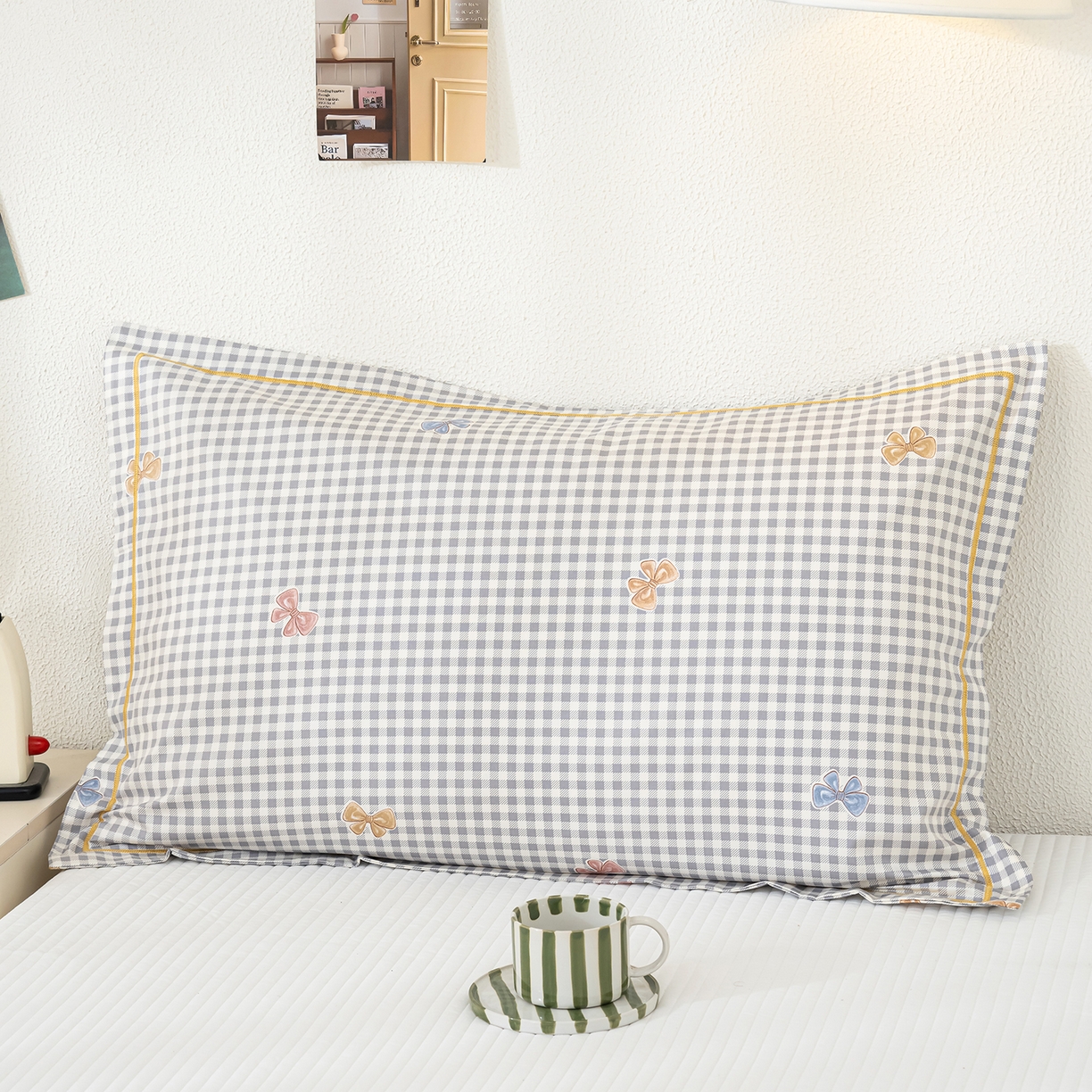 91家纺网 家纺一手货源 找家纺 良佐生活 2026新款40支铂金精梳全棉一字绣枕套 柚子小西