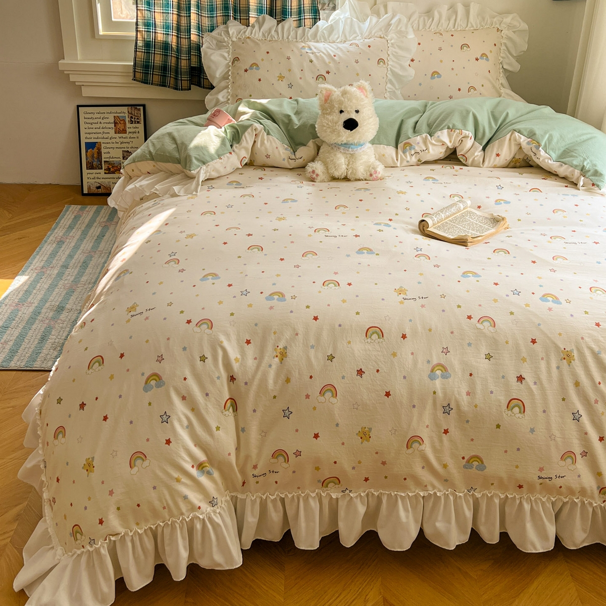 91家纺网 家纺一手货源 找家纺 （总）田子坊（原亨通） 2026新款韩版奶油花边水洗双层纱四件套