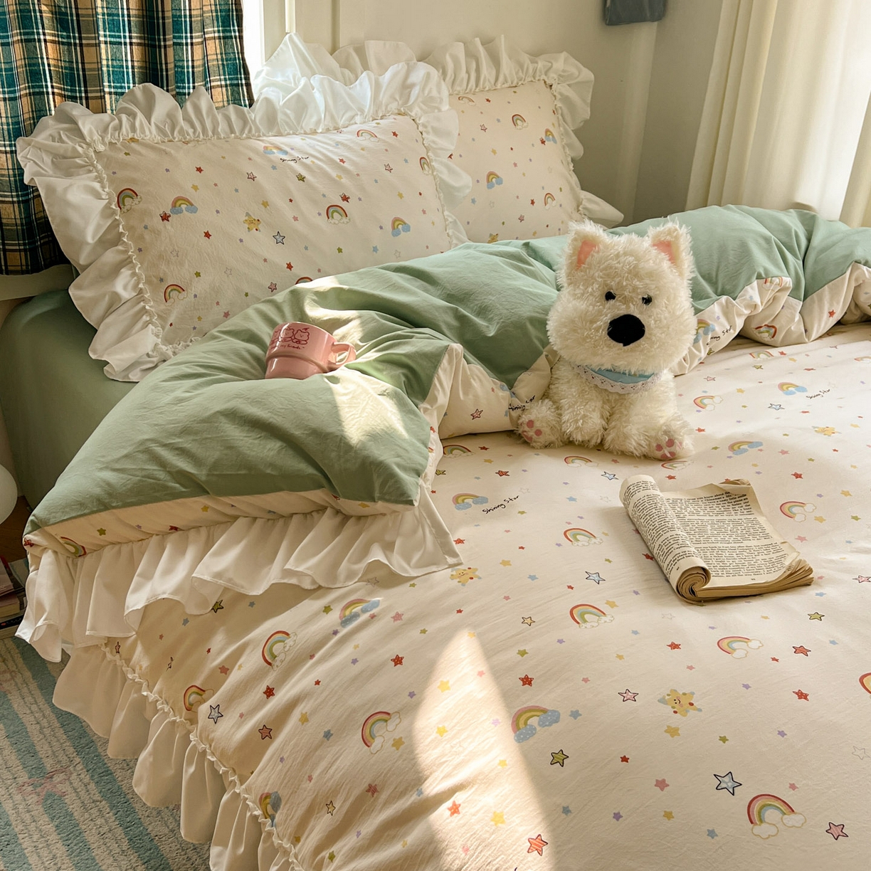 91家纺网 家纺一手货源 找家纺 （总）田子坊（原亨通） 2026新款韩版奶油花边水洗双层纱四件套