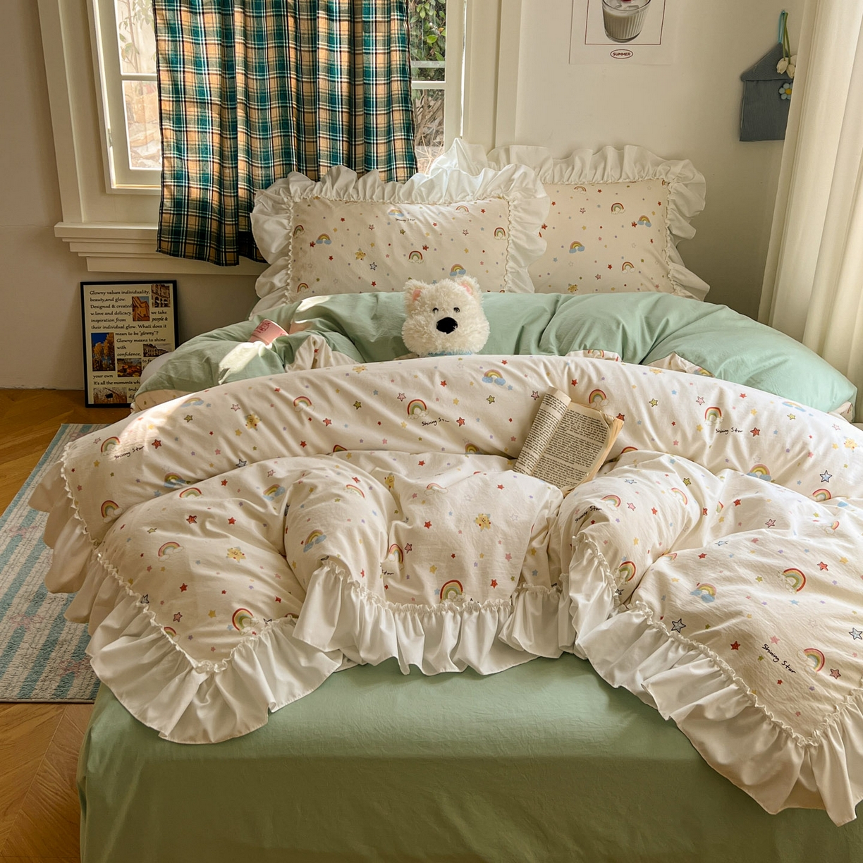 91家纺网 家纺一手货源 找家纺 （总）田子坊（原亨通） 2026新款韩版奶油花边水洗双层纱四件套