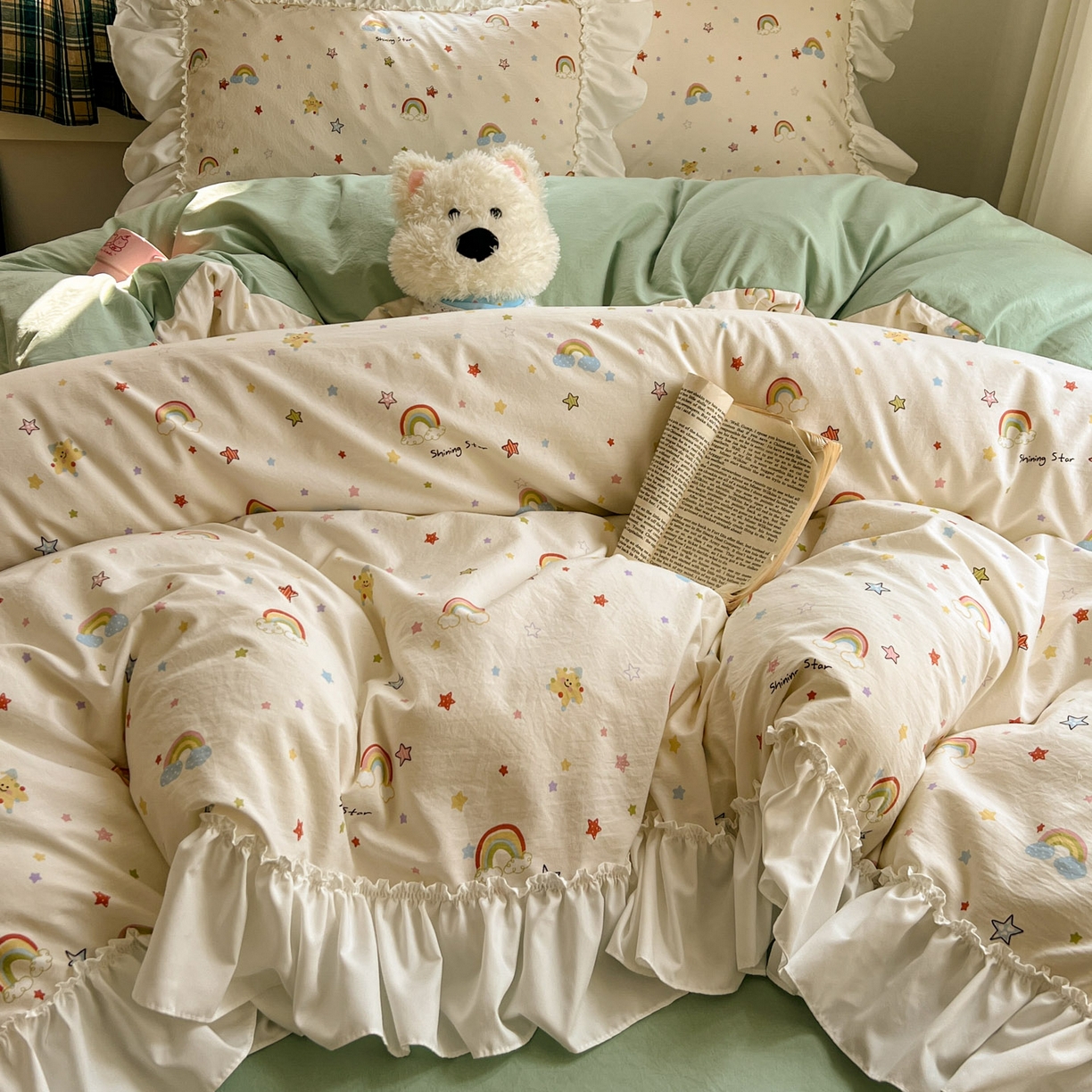 91家纺网 家纺一手货源 找家纺 （总）田子坊（原亨通） 2026新款韩版奶油花边水洗双层纱四件套