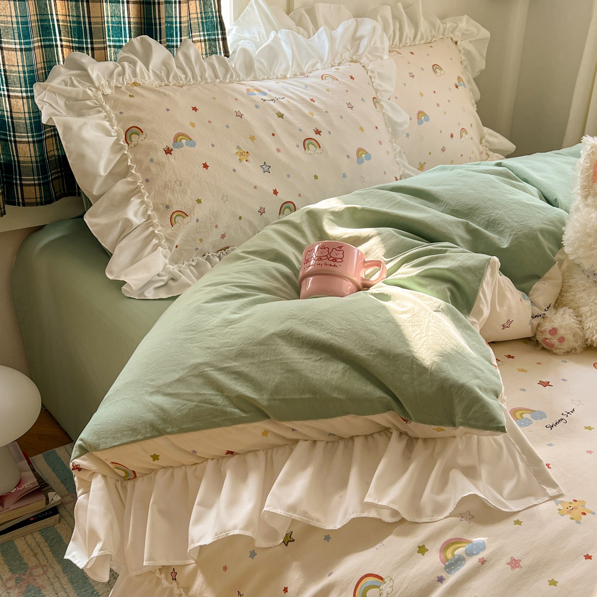 91家纺网 家纺一手货源 找家纺 （总）田子坊（原亨通） 2026新款韩版奶油花边水洗双层纱四件套