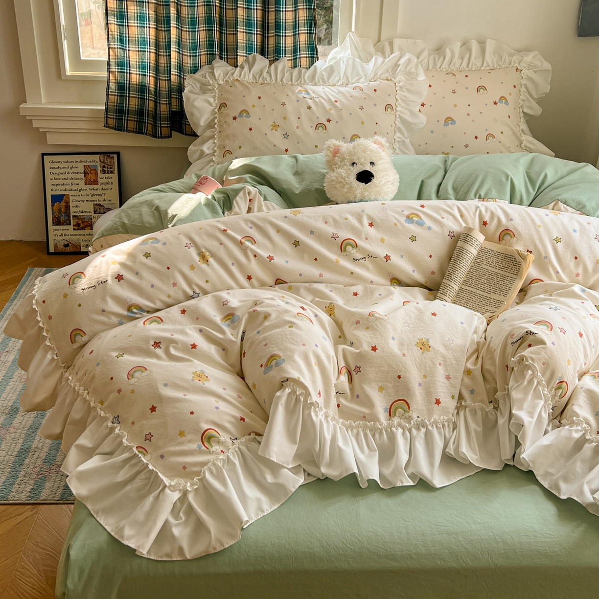 91家纺网 家纺一手货源 找家纺 （总）田子坊（原亨通） 2026新款韩版奶油花边水洗双层纱四件套