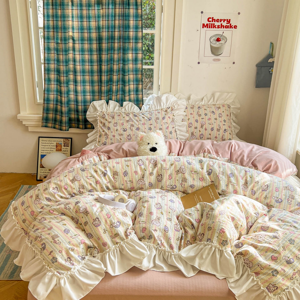 91家纺网 家纺一手货源 找家纺 （总）田子坊（原亨通） 2026新款韩版奶油花边水洗双层纱四件套