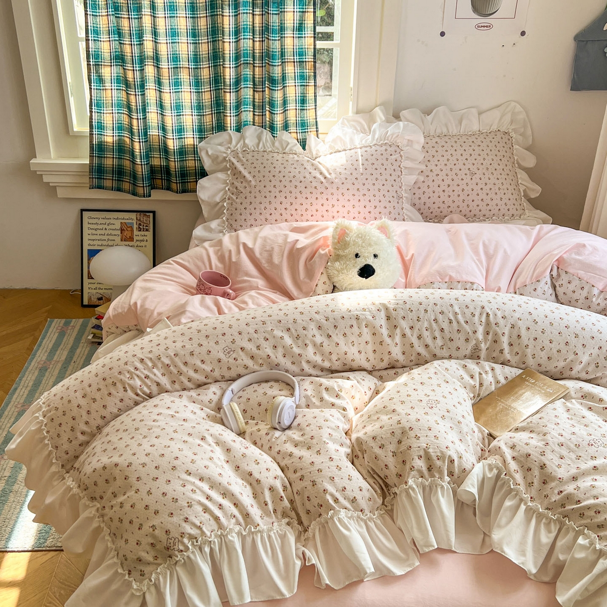 91家纺网 家纺一手货源 找家纺 （总）田子坊（原亨通） 2026新款韩版奶油花边水洗双层纱四件套