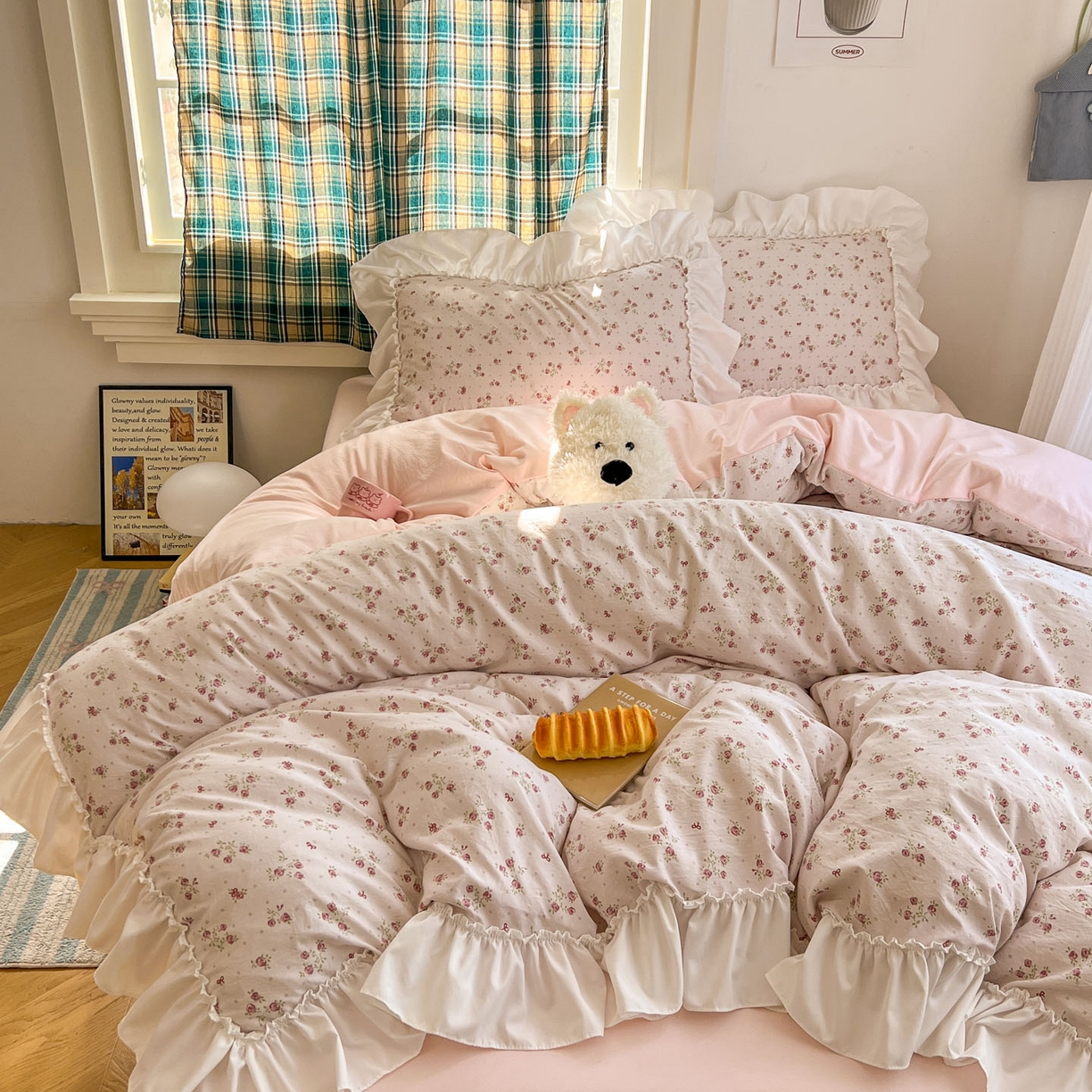 91家纺网 家纺一手货源 找家纺 （总）田子坊（原亨通） 2026新款韩版奶油花边水洗双层纱四件套