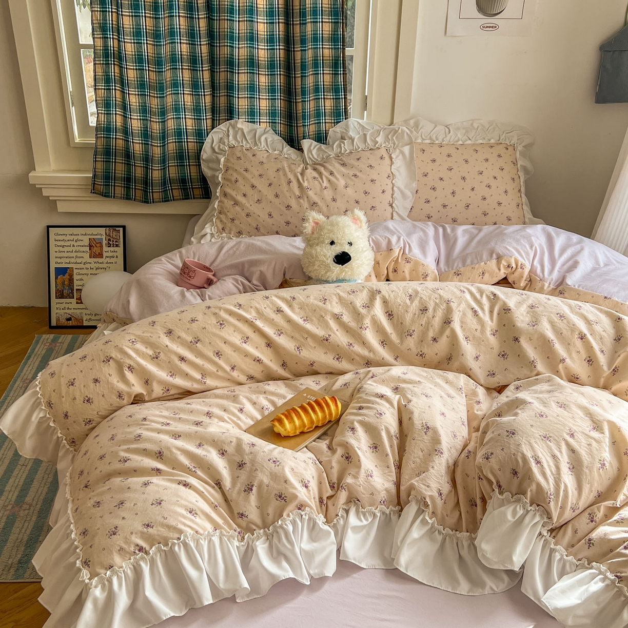 91家纺网 家纺一手货源 找家纺 （总）田子坊（原亨通） 2026新款韩版奶油花边水洗双层纱四件套