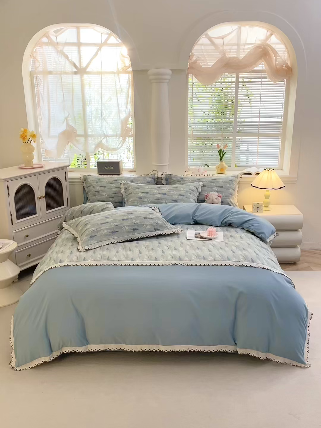 91家纺网 家纺一手货源 找家纺 （总）北部居 2026新款水洗仿棉韩版花边款田园复古风小清新四件套-第一款