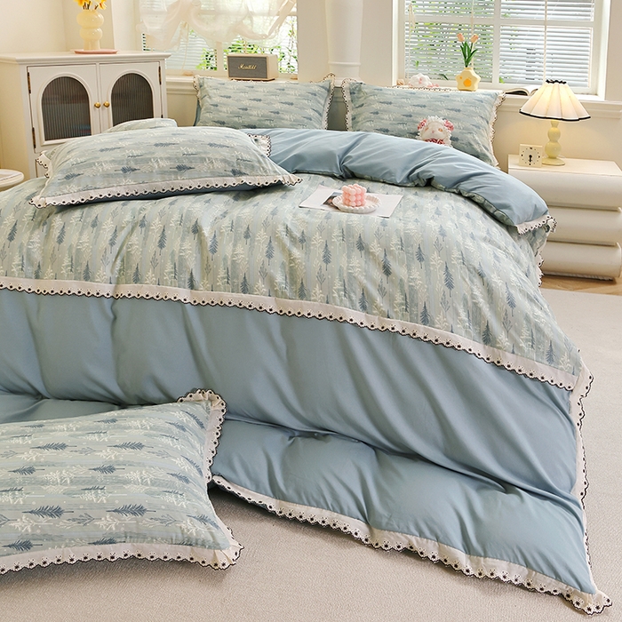 91家纺网 家纺一手货源 找家纺 （总）北部居 2026新款水洗仿棉韩版花边款田园复古风小清新四件套-第一款