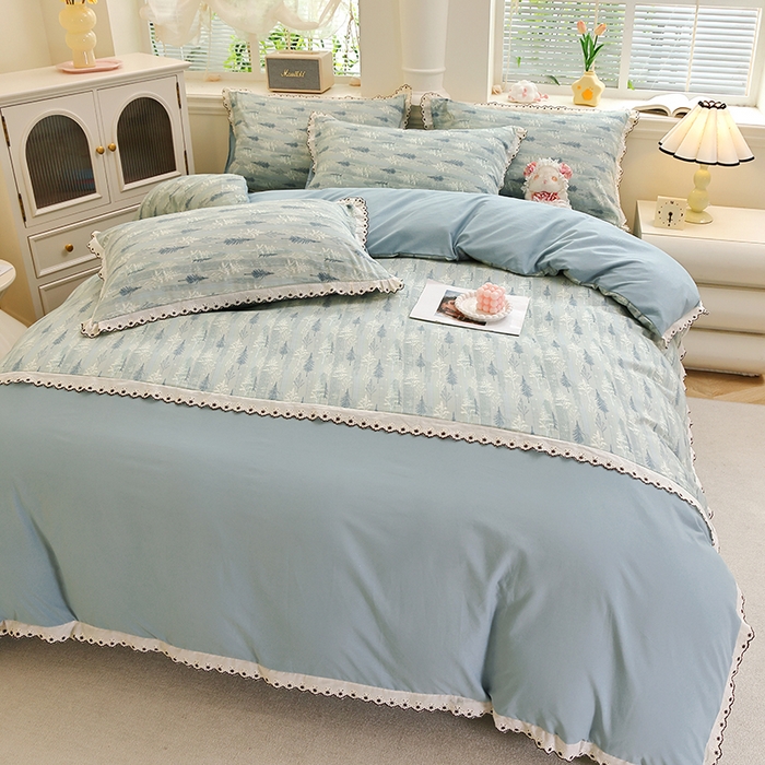 91家纺网 家纺一手货源 找家纺 （总）北部居 2026新款水洗仿棉韩版花边款田园复古风小清新四件套-第一款