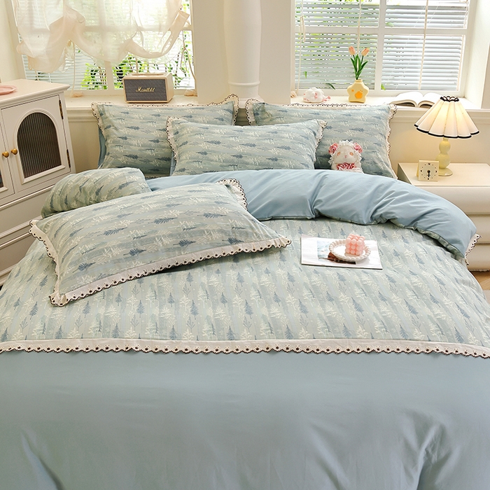 91家纺网 家纺一手货源 找家纺 （总）北部居 2026新款水洗仿棉韩版花边款田园复古风小清新四件套-第一款