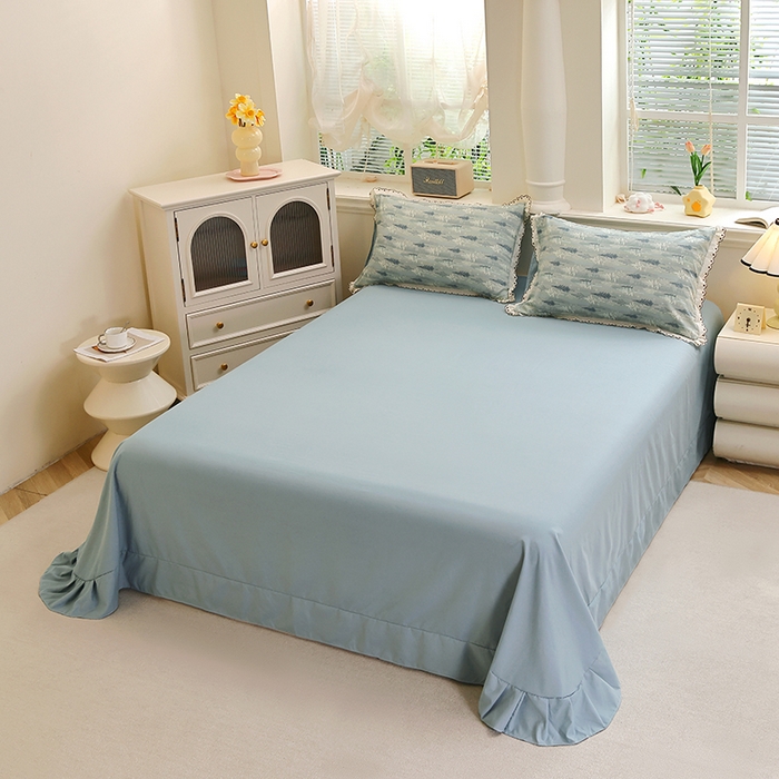 91家纺网 家纺一手货源 找家纺 （总）北部居 2026新款水洗仿棉韩版花边款田园复古风小清新四件套-第一款