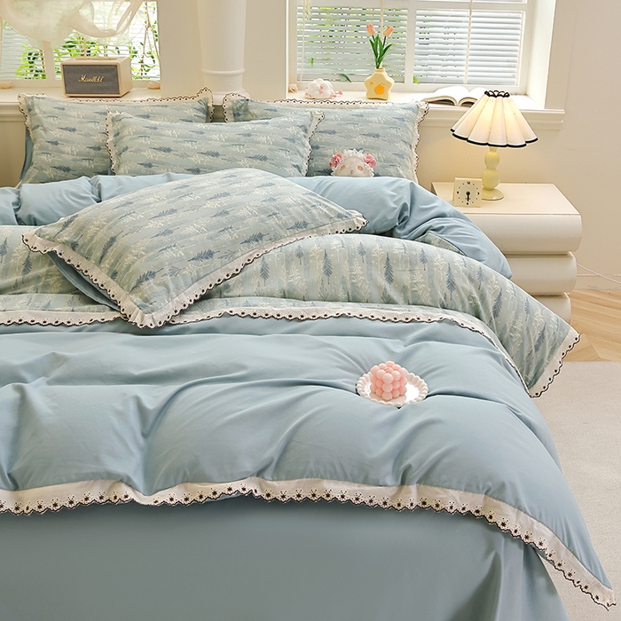 91家纺网 家纺一手货源 找家纺 （总）北部居 2026新款水洗仿棉韩版花边款田园复古风小清新四件套-第一款