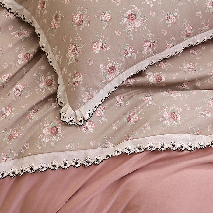 91家纺网 家纺一手货源 找家纺 北部居 2026新款水洗仿棉韩版花边款田园复古风小清新四件套-第一款 花悦美