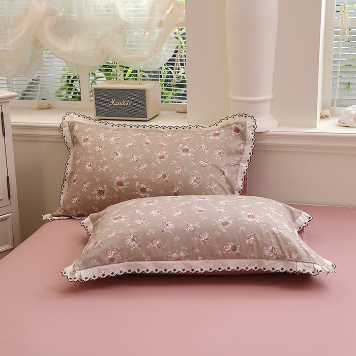 91家纺网 家纺一手货源 找家纺 北部居 2026新款水洗仿棉韩版花边款田园复古风小清新四件套-第一款 花悦美