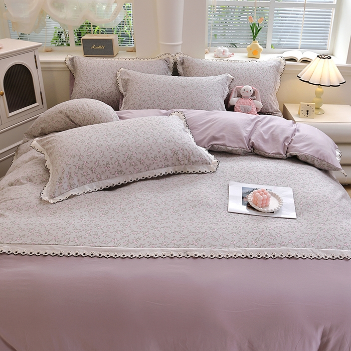 91家纺网 家纺一手货源 找家纺 北部居 2026新款水洗仿棉韩版花边款田园复古风小清新四件套-第一款 琳琅