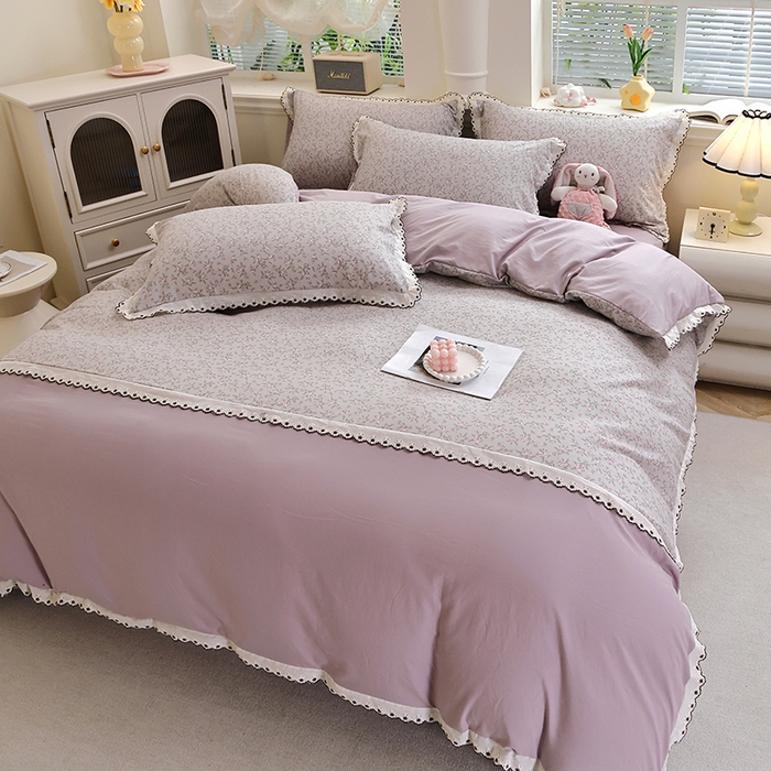 91家纺网 家纺一手货源 找家纺 北部居 2026新款水洗仿棉韩版花边款田园复古风小清新四件套-第一款 琳琅