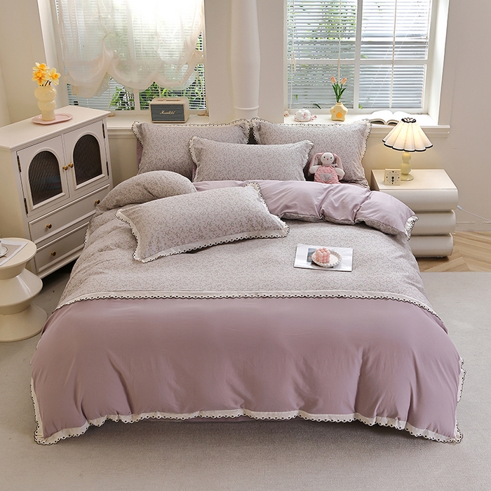 91家纺网 家纺一手货源 找家纺 北部居 2026新款水洗仿棉韩版花边款田园复古风小清新四件套-第一款 琳琅