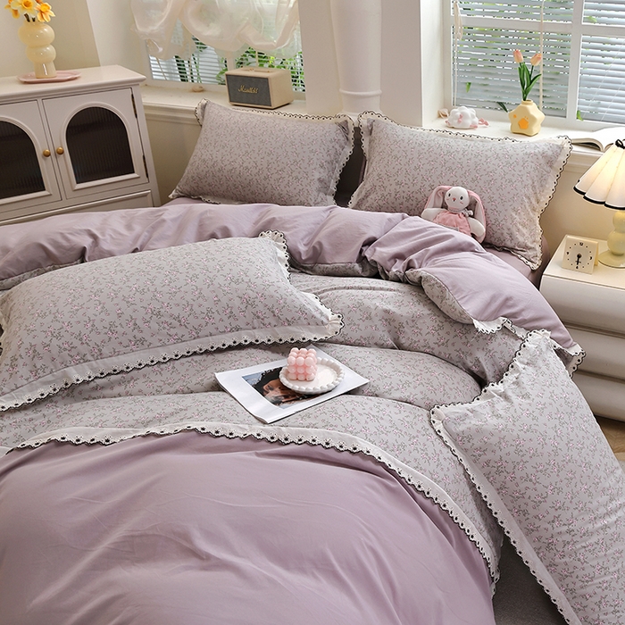 91家纺网 家纺一手货源 找家纺 北部居 2026新款水洗仿棉韩版花边款田园复古风小清新四件套-第一款 琳琅