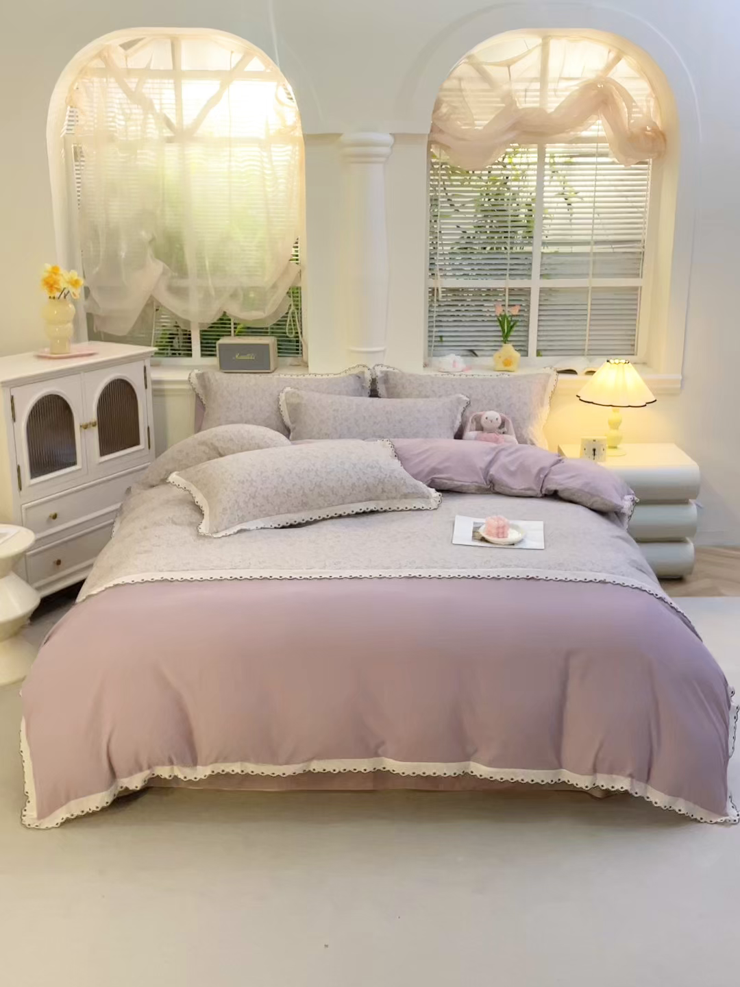 91家纺网 家纺一手货源 找家纺 北部居 2026新款水洗仿棉韩版花边款田园复古风小清新四件套-第一款 琳琅