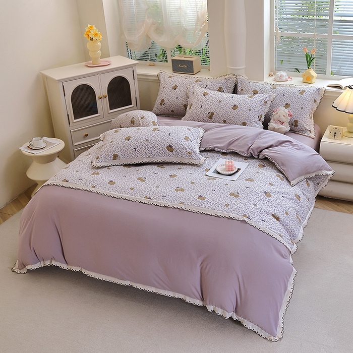 91家纺网 家纺一手货源 找家纺 北部居 2026新款水洗仿棉韩版花边款田园复古风小清新四件套-第一款 牧歌