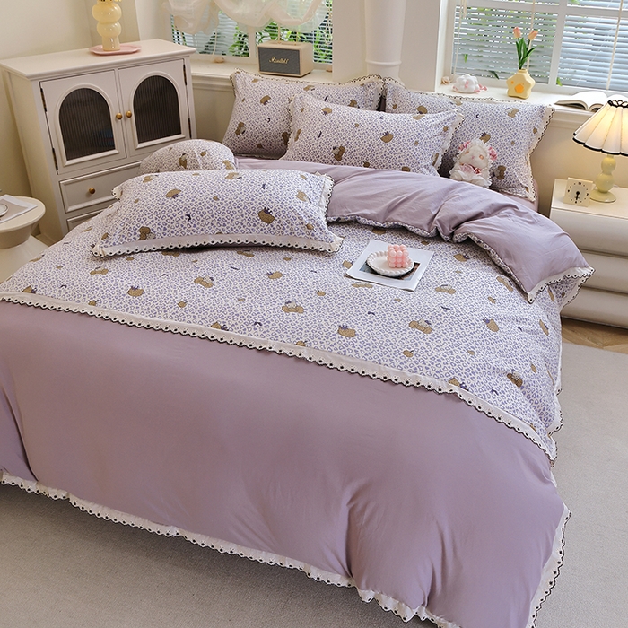 91家纺网 家纺一手货源 找家纺 北部居 2026新款水洗仿棉韩版花边款田园复古风小清新四件套-第一款 牧歌