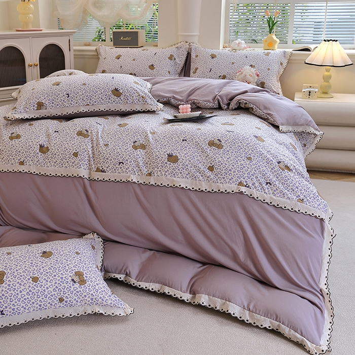 91家纺网 家纺一手货源 找家纺 北部居 2026新款水洗仿棉韩版花边款田园复古风小清新四件套-第一款 牧歌