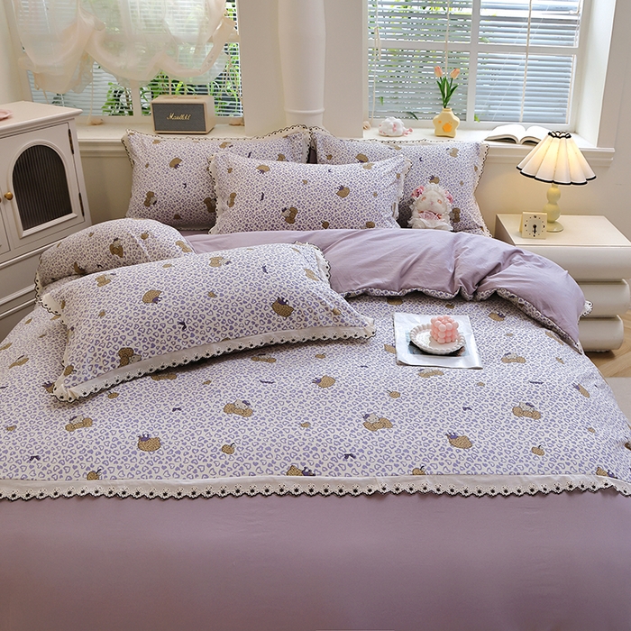 91家纺网 家纺一手货源 找家纺 北部居 2026新款水洗仿棉韩版花边款田园复古风小清新四件套-第一款 牧歌