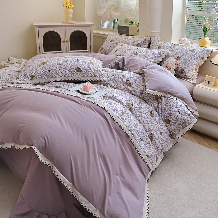 91家纺网 家纺一手货源 找家纺 北部居 2026新款水洗仿棉韩版花边款田园复古风小清新四件套-第一款 牧歌