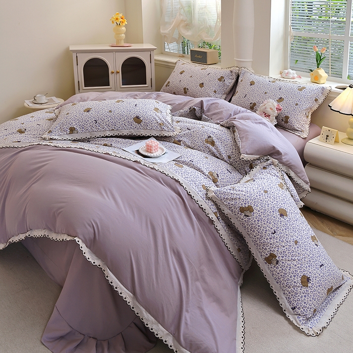 91家纺网 家纺一手货源 找家纺 北部居 2026新款水洗仿棉韩版花边款田园复古风小清新四件套-第一款 牧歌