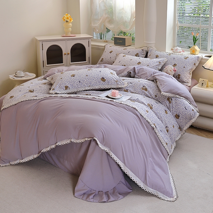 91家纺网 家纺一手货源 找家纺 北部居 2026新款水洗仿棉韩版花边款田园复古风小清新四件套-第一款 牧歌