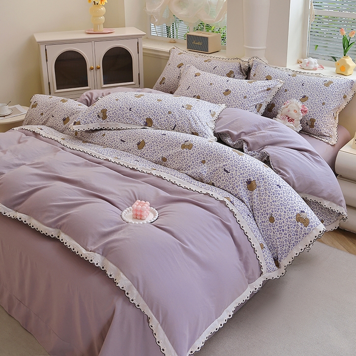 91家纺网 家纺一手货源 找家纺 北部居 2026新款水洗仿棉韩版花边款田园复古风小清新四件套-第一款 牧歌